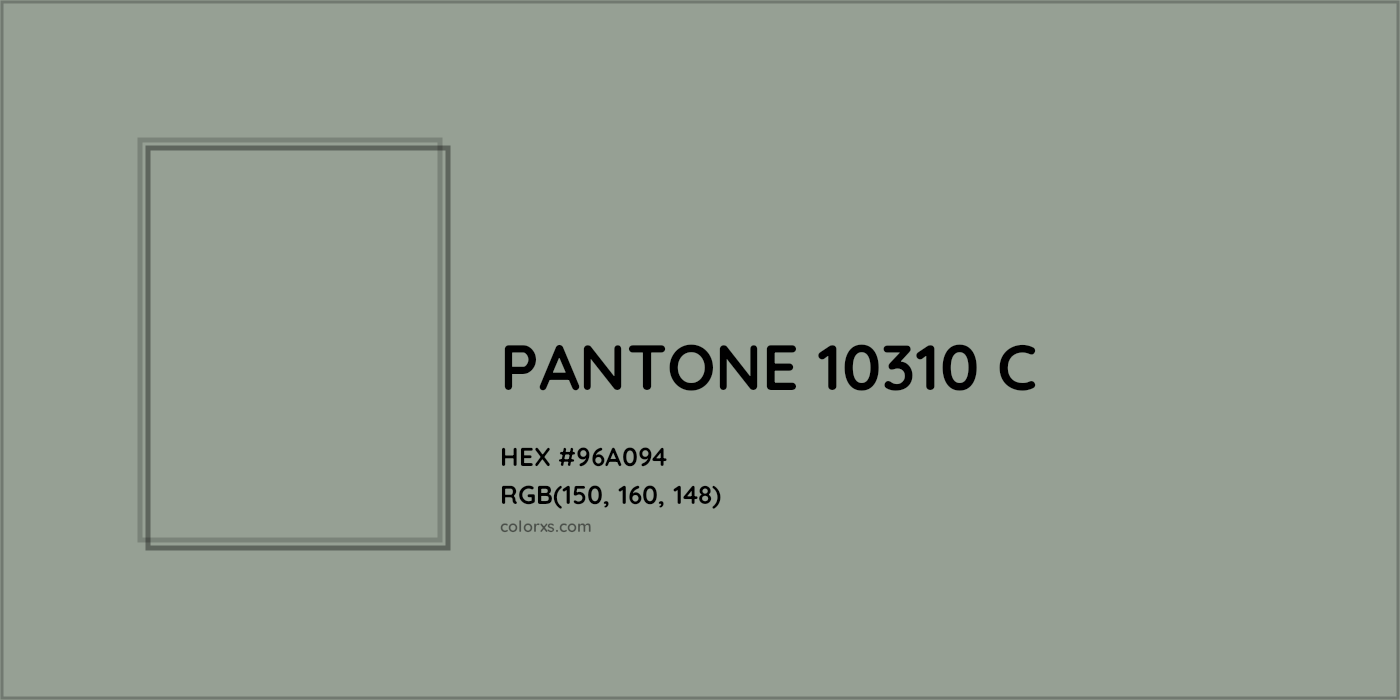 HEX #96A094 PANTONE 10310 C CMS Pantone PMS - Color Code