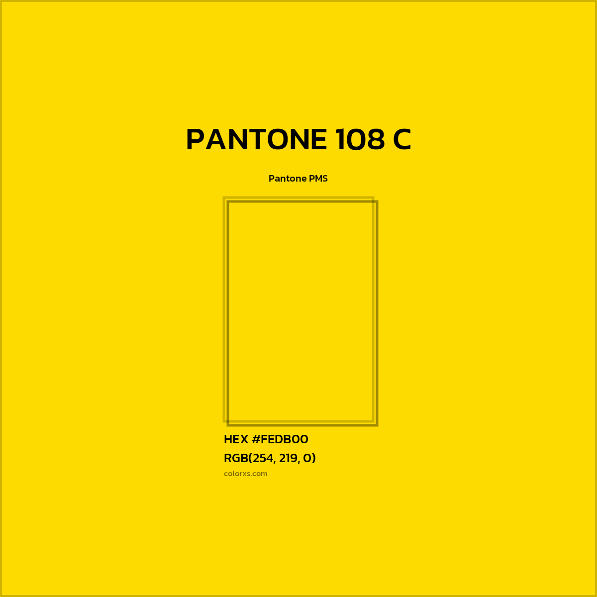 HEX #FEDB00 PANTONE 108 C CMS Pantone PMS - Color Code