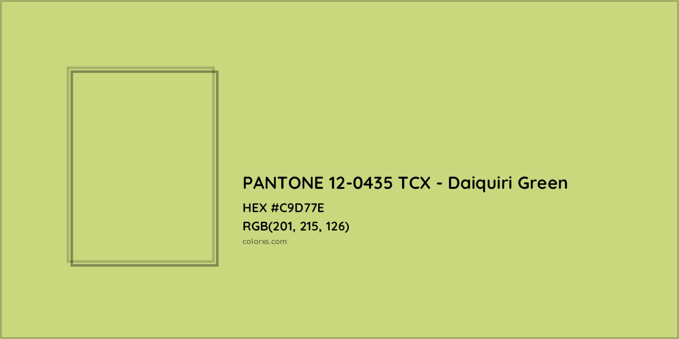 HEX #C9D77E PANTONE 12-0435 TCX - Daiquiri Green CMS Pantone TCX - Color Code