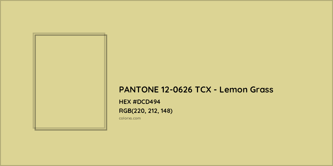 HEX #DCD494 PANTONE 12-0626 TCX - Lemon Grass CMS Pantone TCX - Color Code
