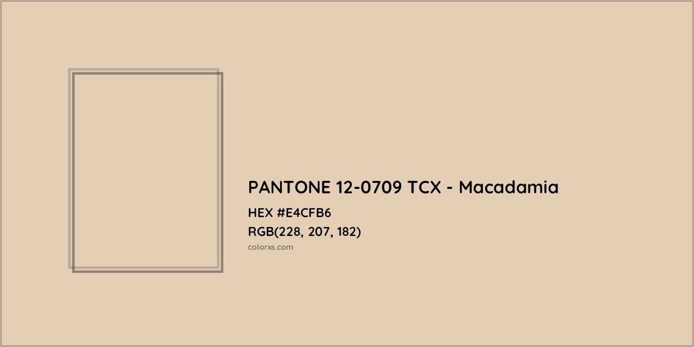 HEX #E4CFB6 PANTONE 12-0709 TCX - Macadamia CMS Pantone TCX - Color Code