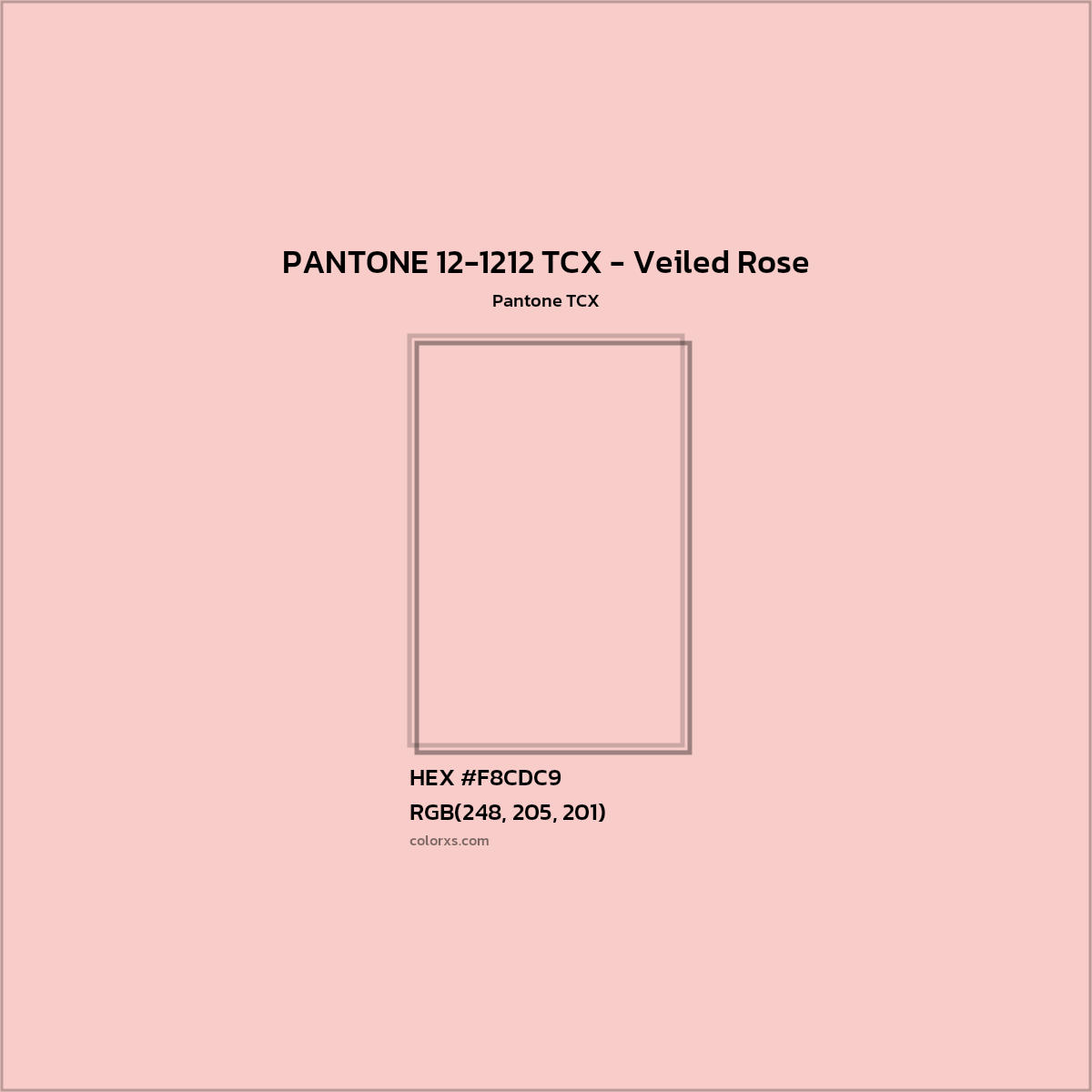 HEX #F8CDC9 PANTONE 12-1212 TCX - Veiled Rose CMS Pantone TCX - Color Code