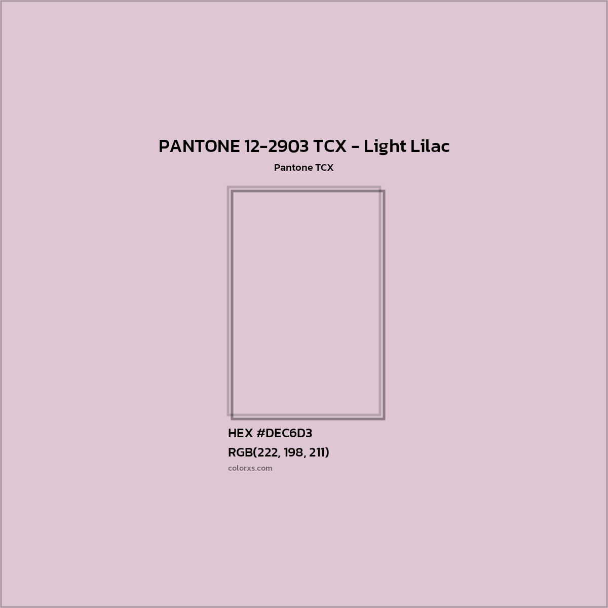 HEX #DEC6D3 PANTONE 12-2903 TCX - Light Lilac CMS Pantone TCX - Color Code