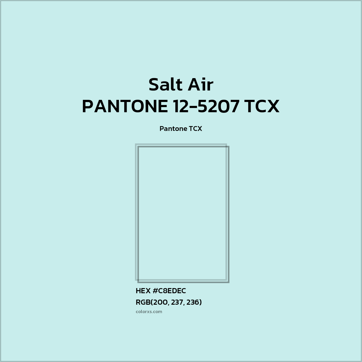 HEX #C9EDED PANTONE 12-5207 TCX - Salt Air CMS Pantone TCX - Color Code