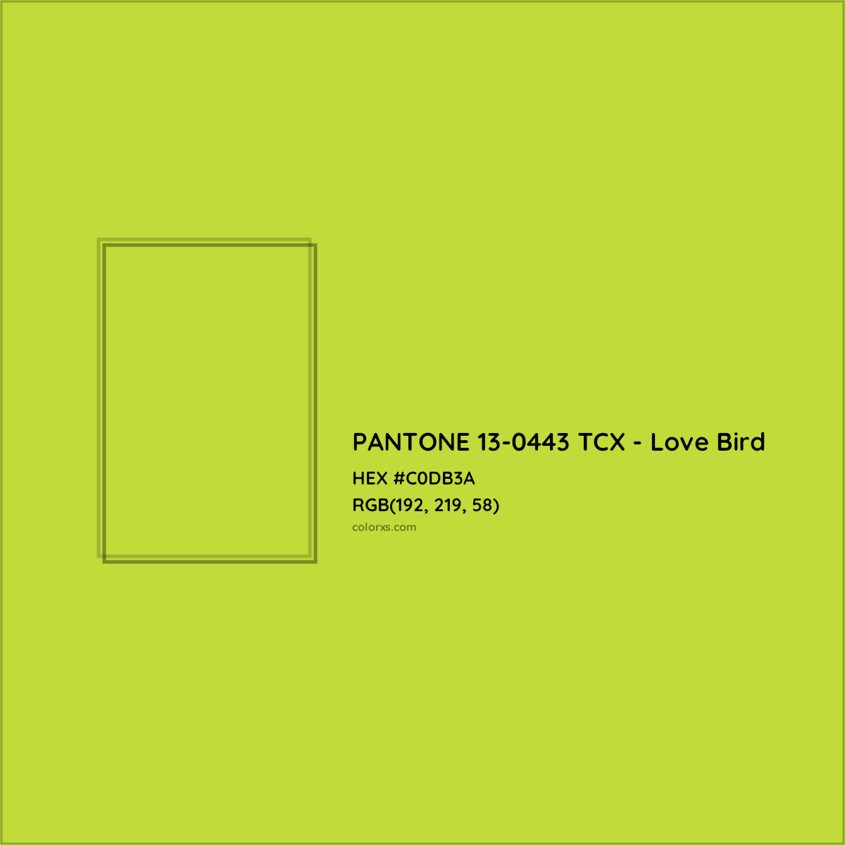 HEX #C0DB3A PANTONE 13-0443 TCX - Love Bird CMS Pantone TCX - Color Code