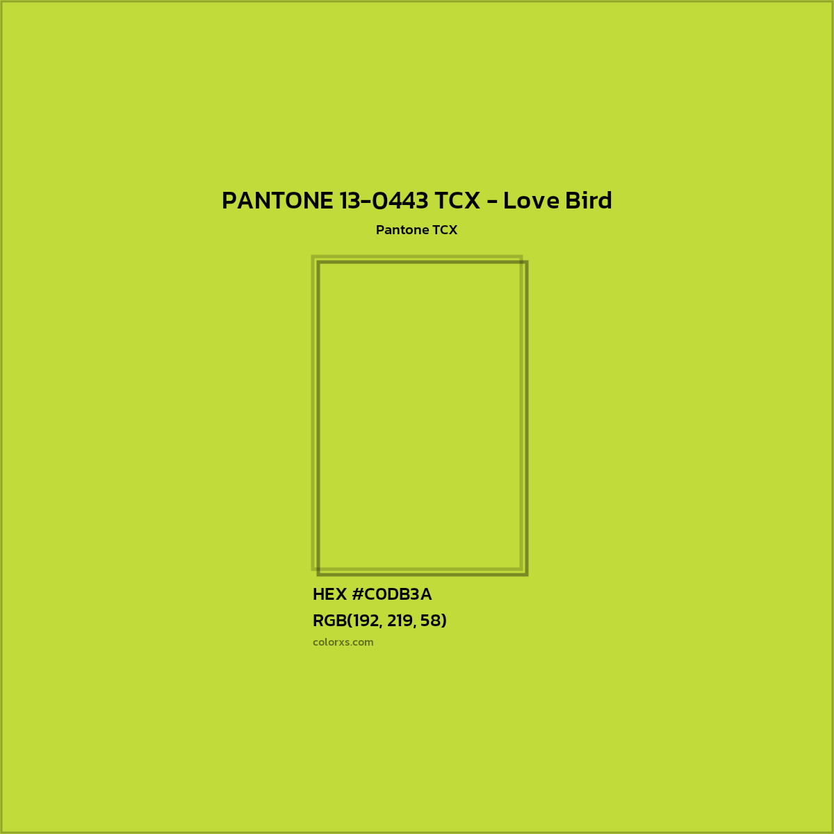 HEX #C0DB3A PANTONE 13-0443 TCX - Love Bird CMS Pantone TCX - Color Code