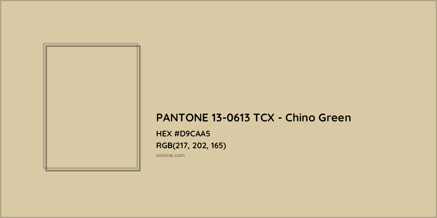 HEX #D9CAA5 PANTONE 13-0613 TCX - Chino Green CMS Pantone TCX - Color Code
