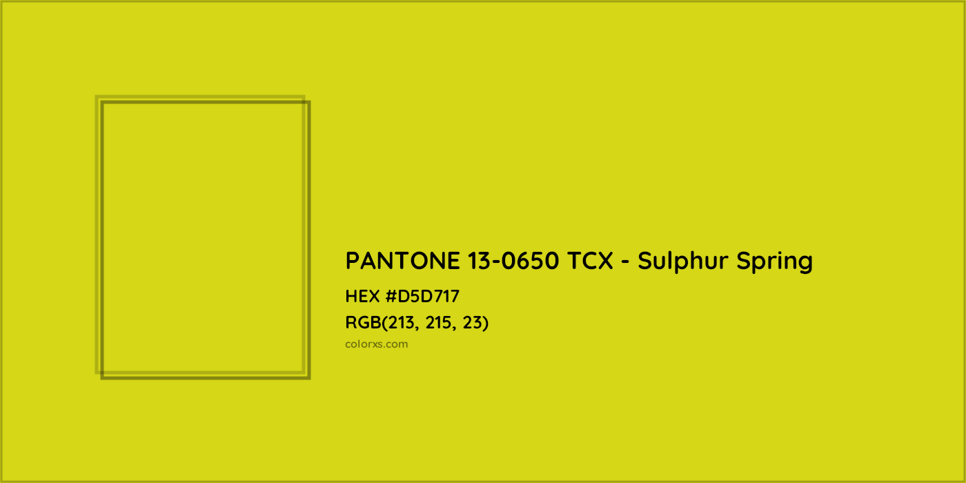 HEX #D5D717 PANTONE 13-0650 TCX - Sulphur Spring CMS Pantone TCX - Color Code