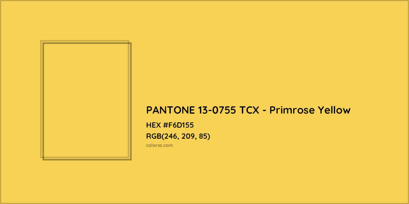 HEX #F6D155 PANTONE 13-0755 TCX - Primrose Yellow CMS Pantone TCX - Color Code