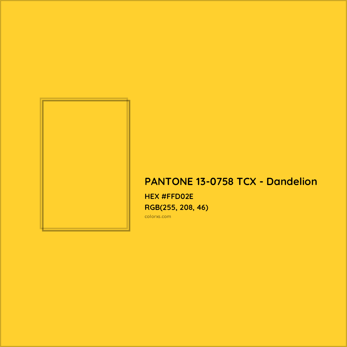 HEX #FFD02E PANTONE 13-0758 TCX - Dandelion CMS Pantone TCX - Color Code