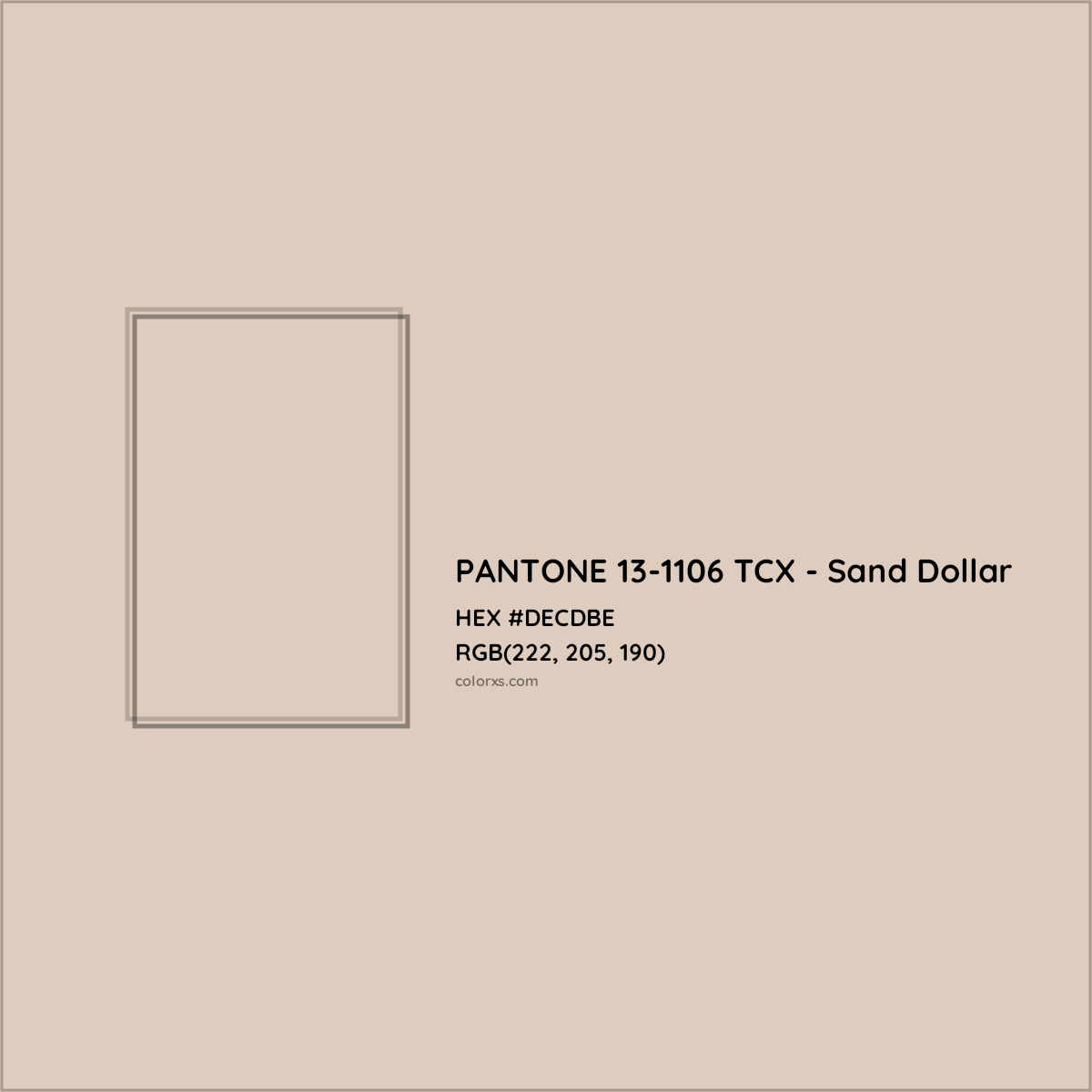 HEX #DECDBE PANTONE 13-1106 TCX - Sand Dollar CMS Pantone TCX - Color Code