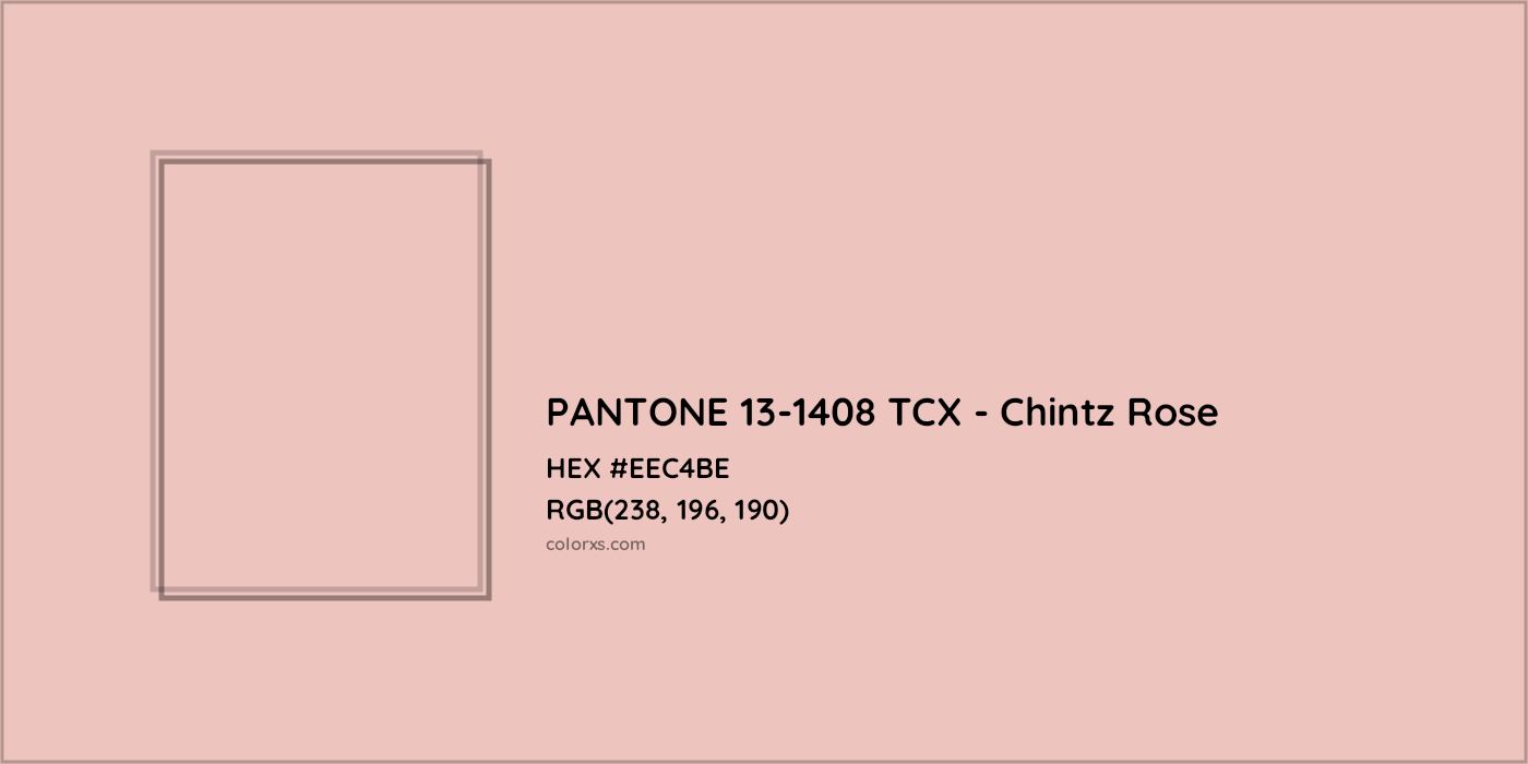 HEX #EEC4BE PANTONE 13-1408 TCX - Chintz Rose CMS Pantone TCX - Color Code