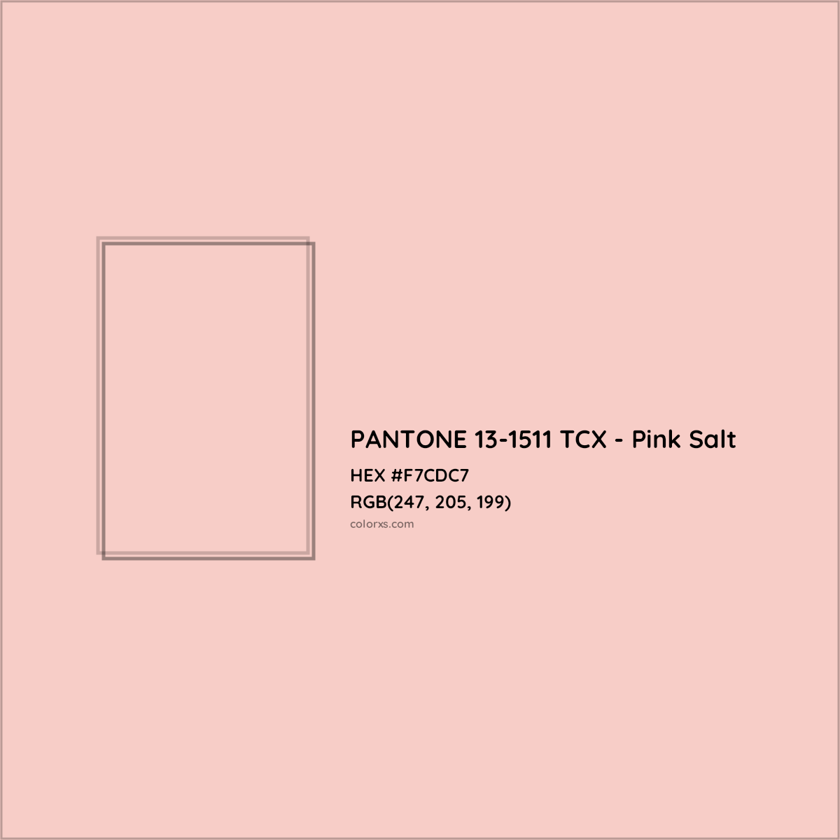 HEX #F7CDC7 PANTONE 13-1511 TCX - Pink Salt CMS Pantone TCX - Color Code