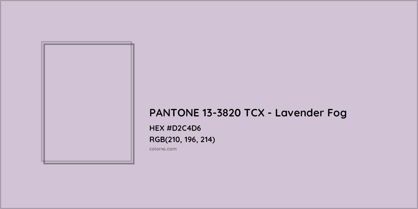 HEX #D2C4D6 PANTONE 13-3820 TCX - Lavender Fog CMS Pantone TCX - Color Code