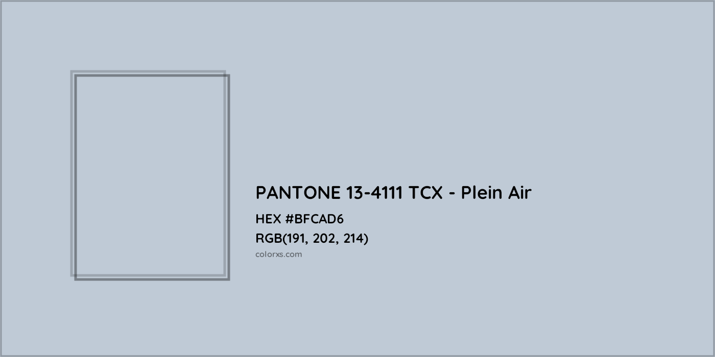 HEX #BFCAD6 PANTONE 13-4111 TCX - Plein Air CMS Pantone TCX - Color Code
