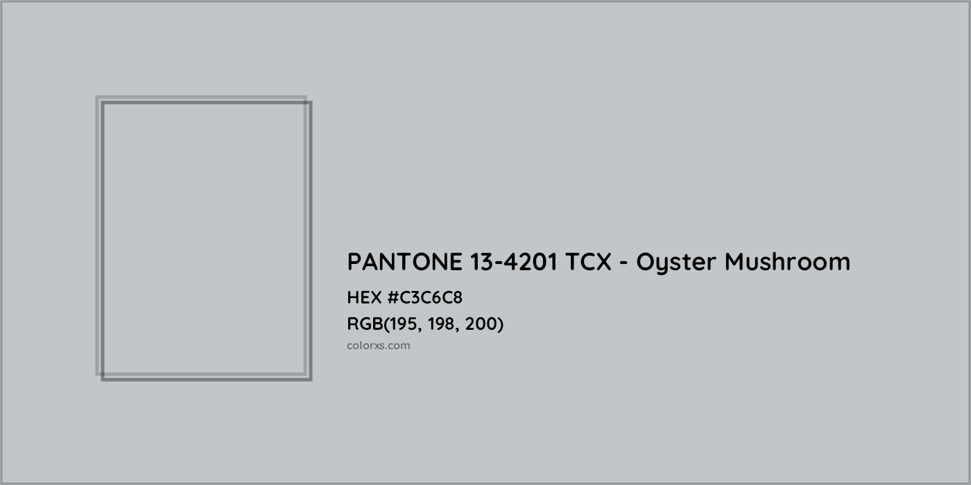 HEX #C3C6C8 PANTONE 13-4201 TCX - Oyster Mushroom CMS Pantone TCX - Color Code