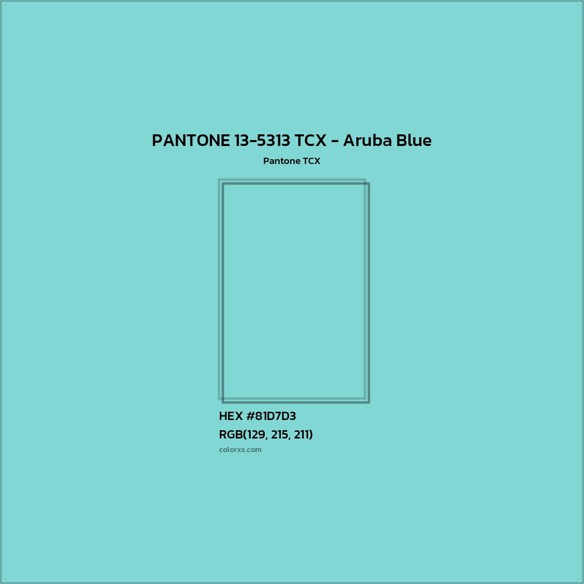 HEX #81D7D3 PANTONE 13-5313 TCX - Aruba Blue CMS Pantone TCX - Color Code