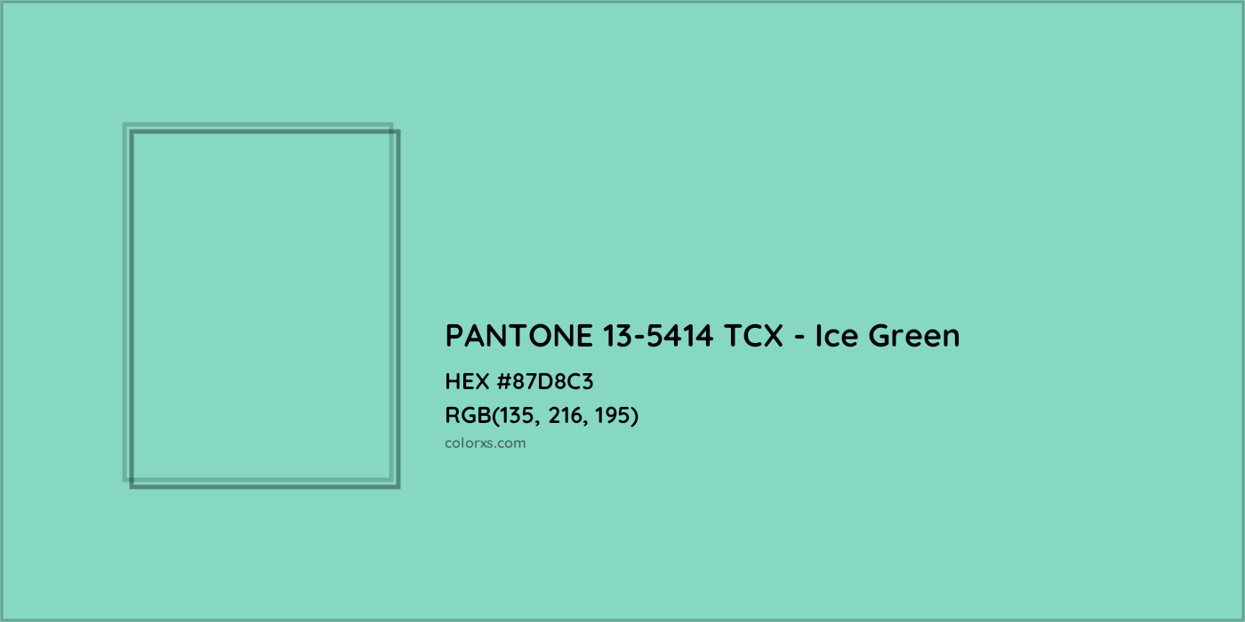 HEX #87D8C3 PANTONE 13-5414 TCX - Ice Green CMS Pantone TCX - Color Code