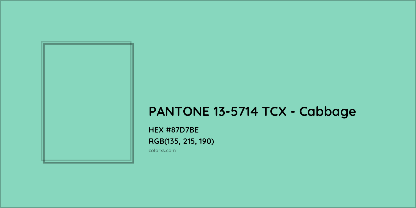 HEX #87D7BE PANTONE 13-5714 TCX - Cabbage CMS Pantone TCX - Color Code