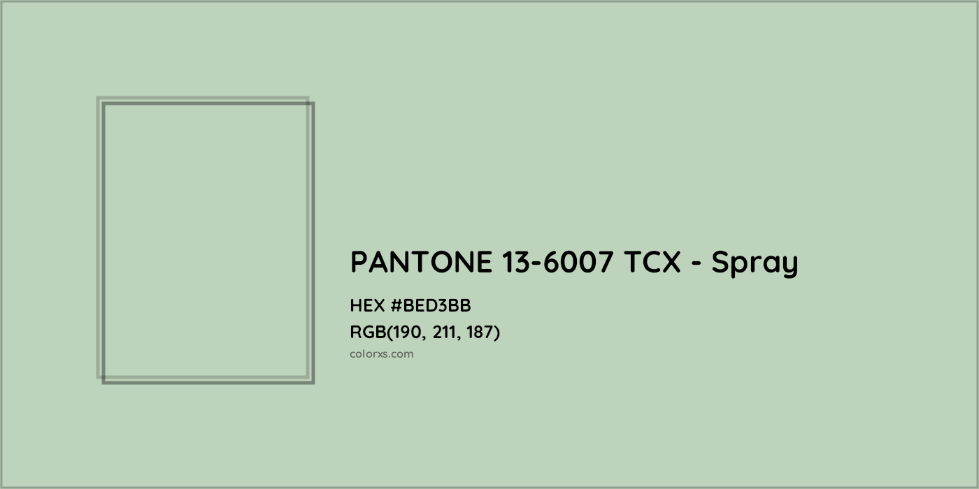 HEX #BED3BB PANTONE 13-6007 TCX - Spray CMS Pantone TCX - Color Code