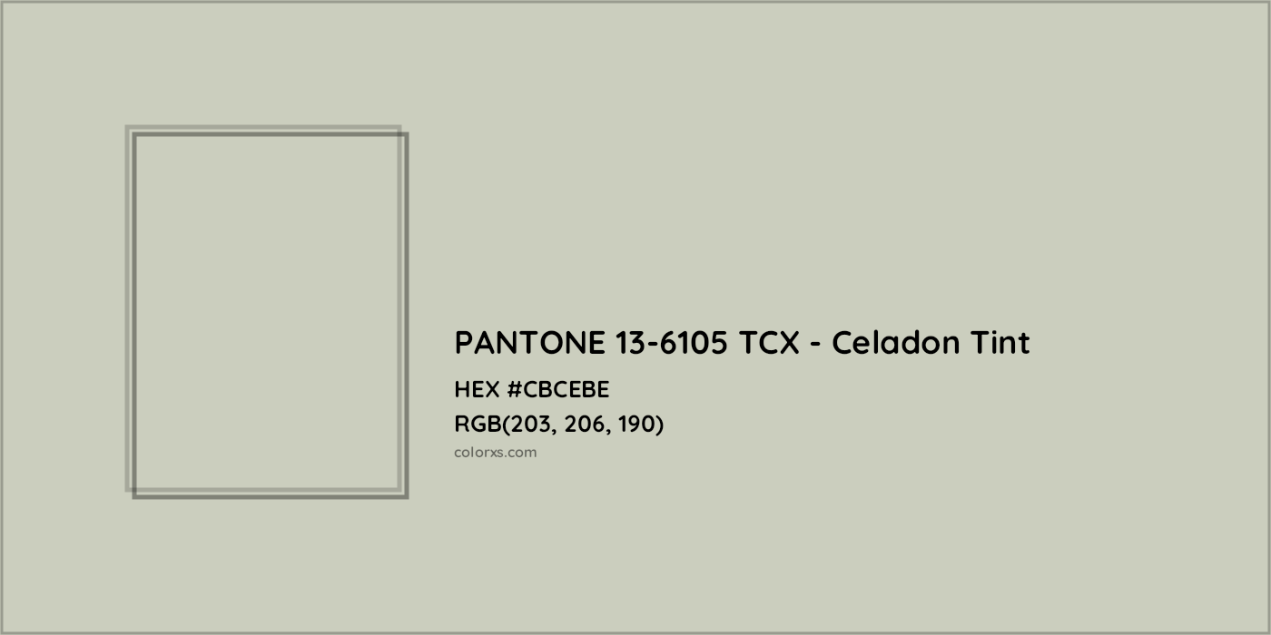 HEX #CBCEBE PANTONE 13-6105 TCX - Celadon Tint CMS Pantone TCX - Color Code