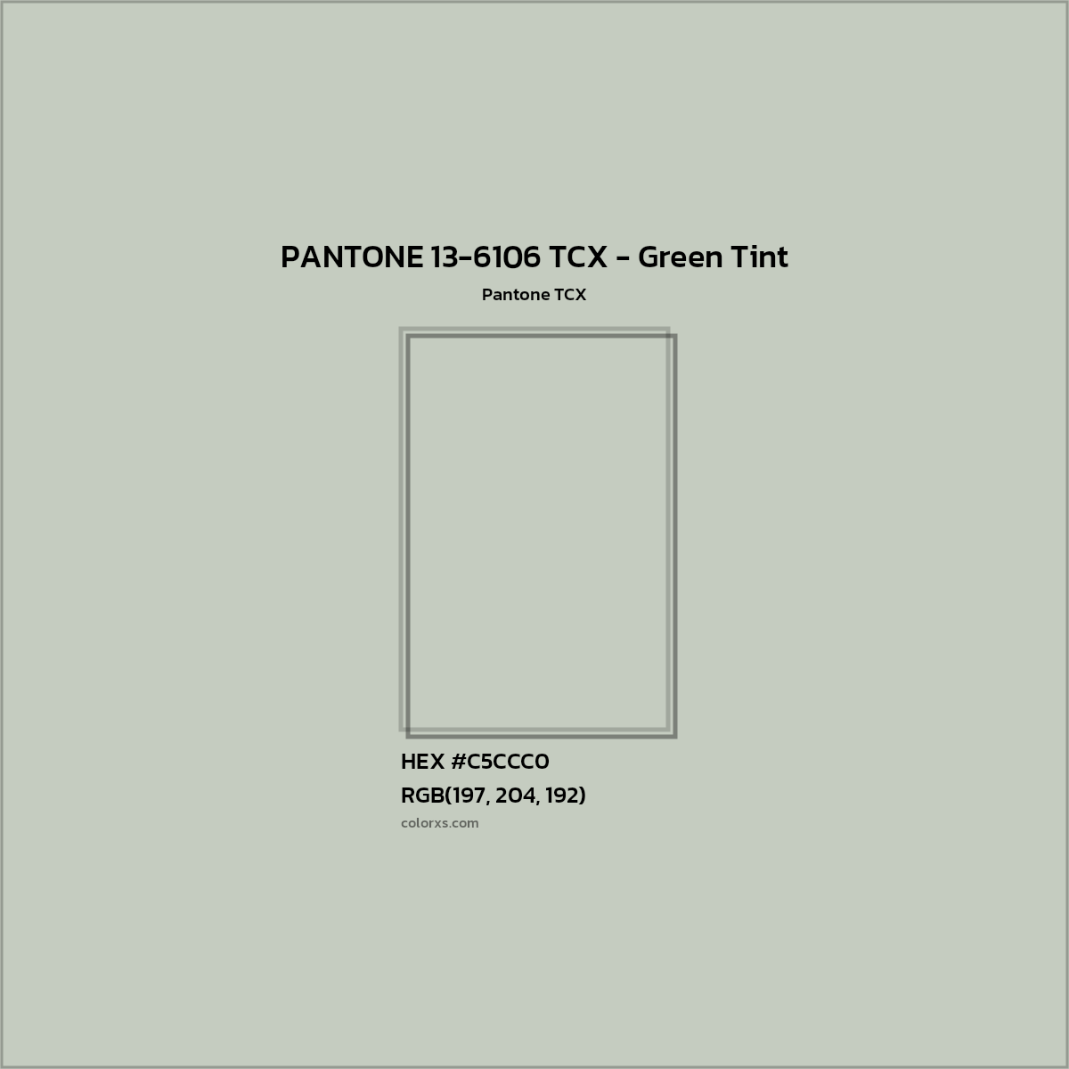 HEX #C5CCC0 PANTONE 13-6106 TCX - Green Tint CMS Pantone TCX - Color Code