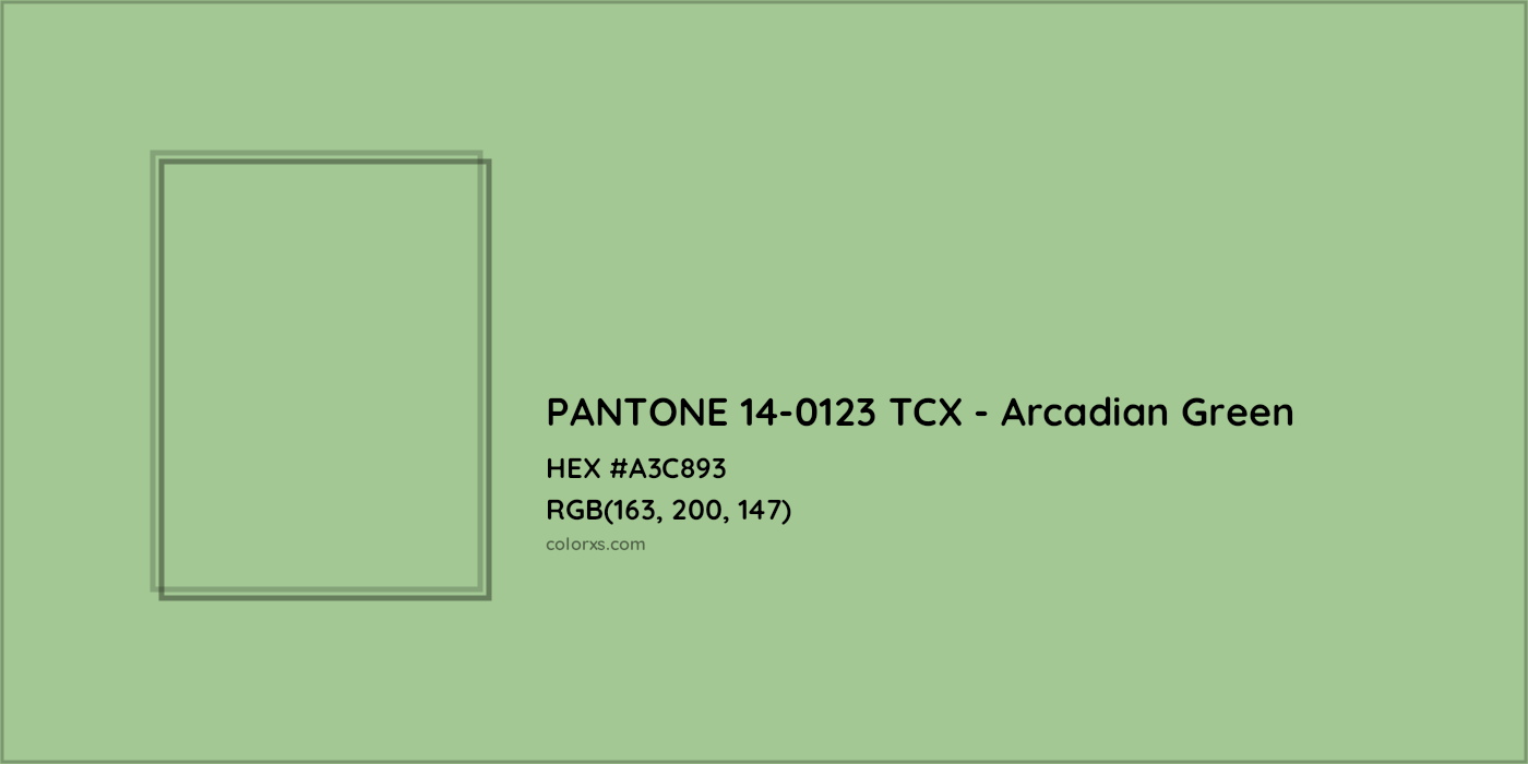 HEX #A3C893 PANTONE 14-0123 TCX - Arcadian Green CMS Pantone TCX - Color Code