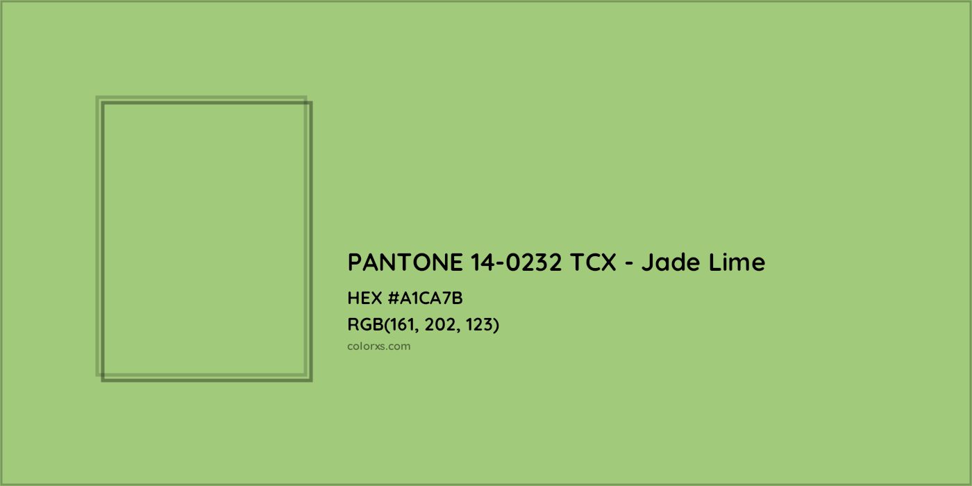 HEX #A1CA7B PANTONE 14-0232 TCX - Jade Lime CMS Pantone TCX - Color Code