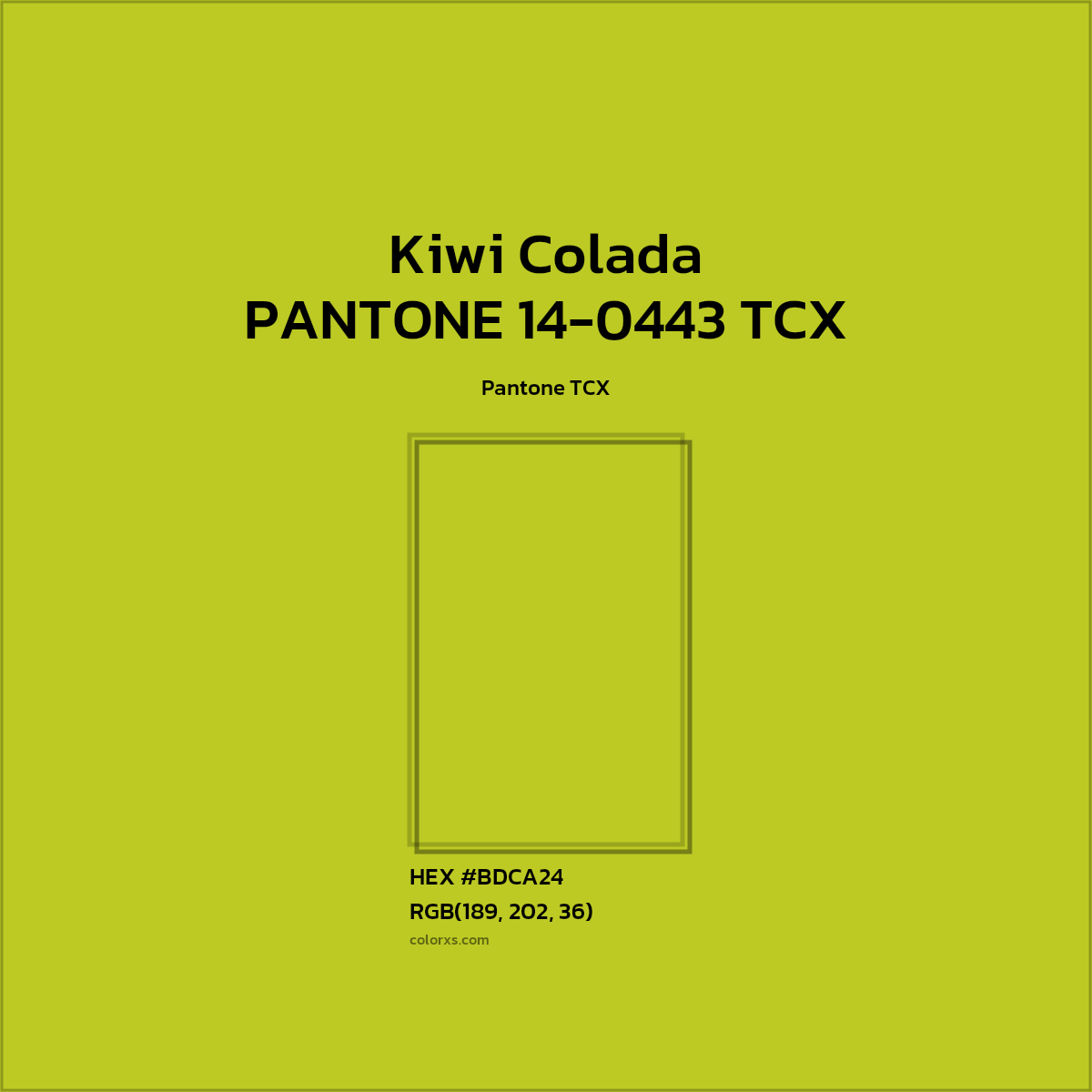 HEX #BCCA25 PANTONE 14-0443 TCX - Kiwi Colada CMS Pantone TCX - Color Code
