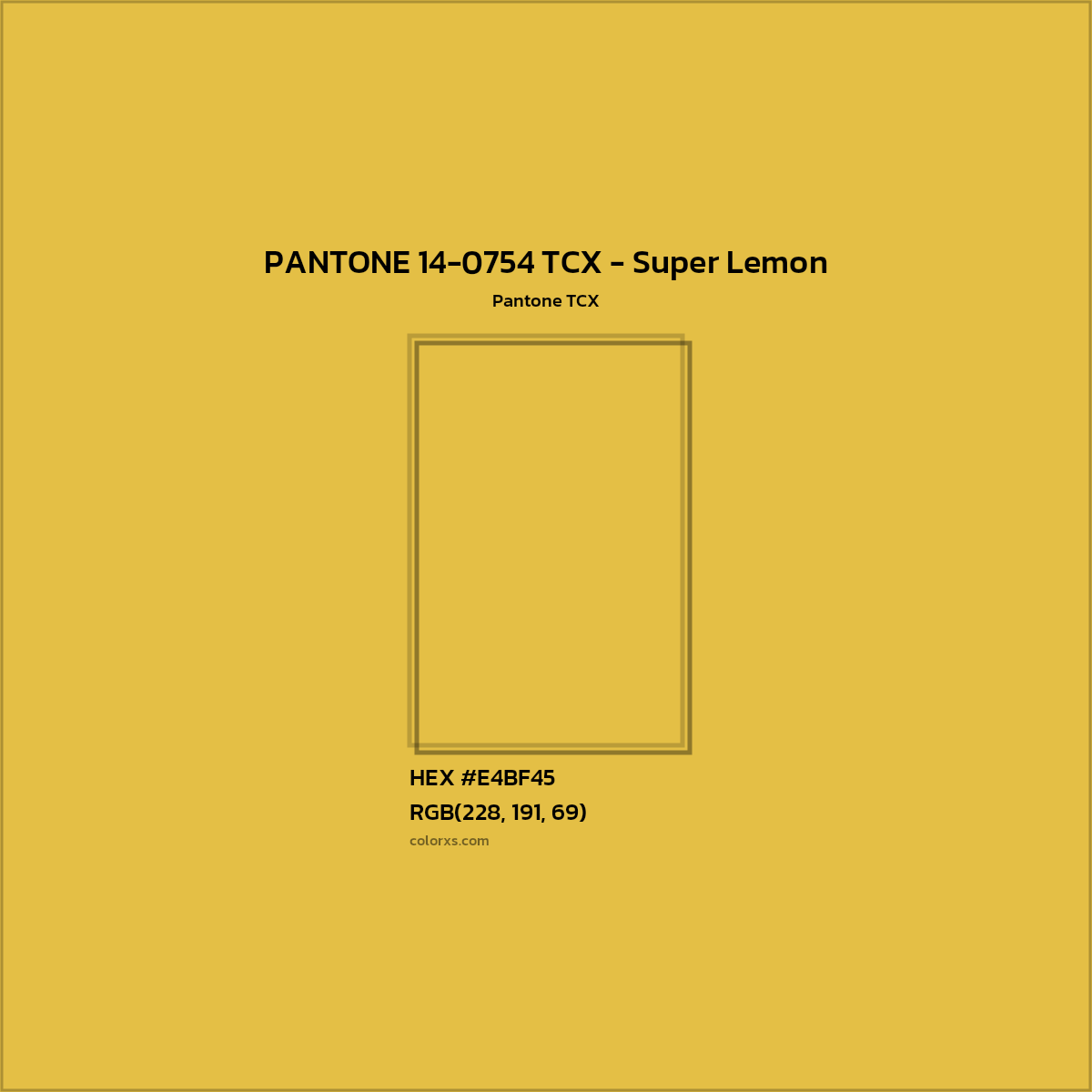 HEX #E4BF45 PANTONE 14-0754 TCX - Super Lemon CMS Pantone TCX - Color Code