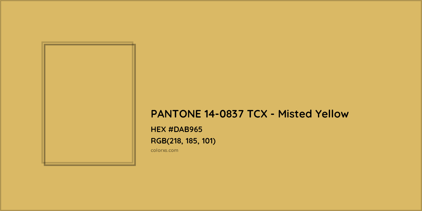 HEX #DAB965 PANTONE 14-0837 TCX - Misted Yellow CMS Pantone TCX - Color Code