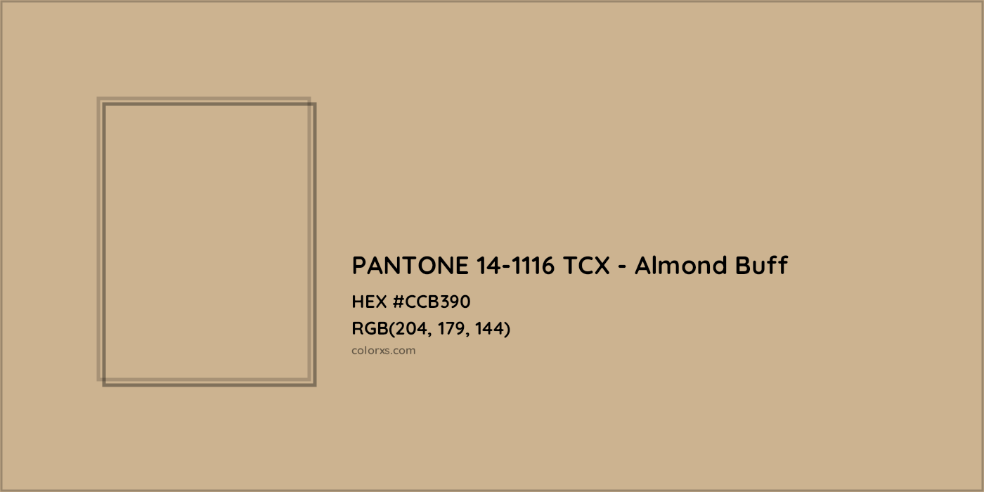 HEX #CCB390 PANTONE 14-1116 TCX - Almond Buff CMS Pantone TCX - Color Code