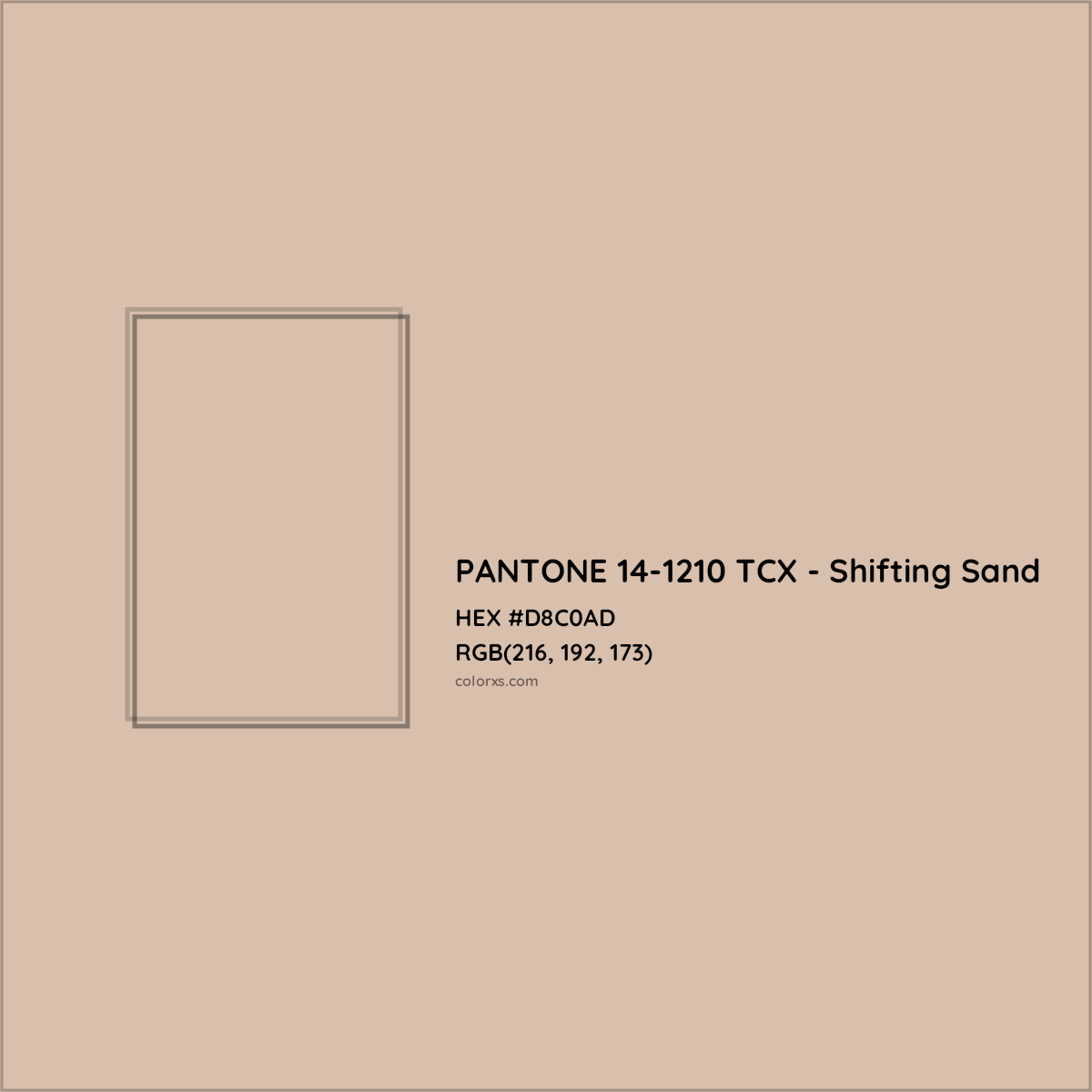 HEX #D8C0AD PANTONE 14-1210 TCX - Shifting Sand CMS Pantone TCX - Color Code