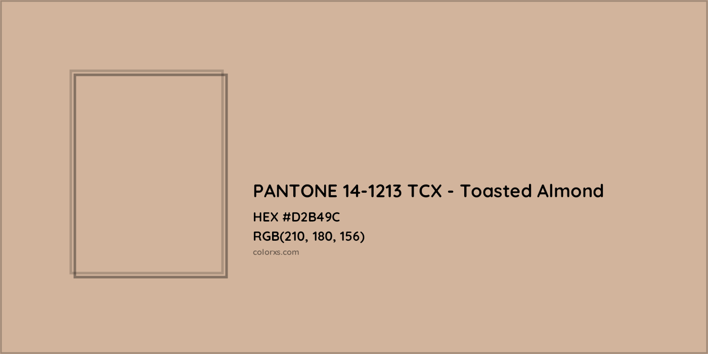 HEX #D2B49C PANTONE 14-1213 TCX - Toasted Almond CMS Pantone TCX - Color Code