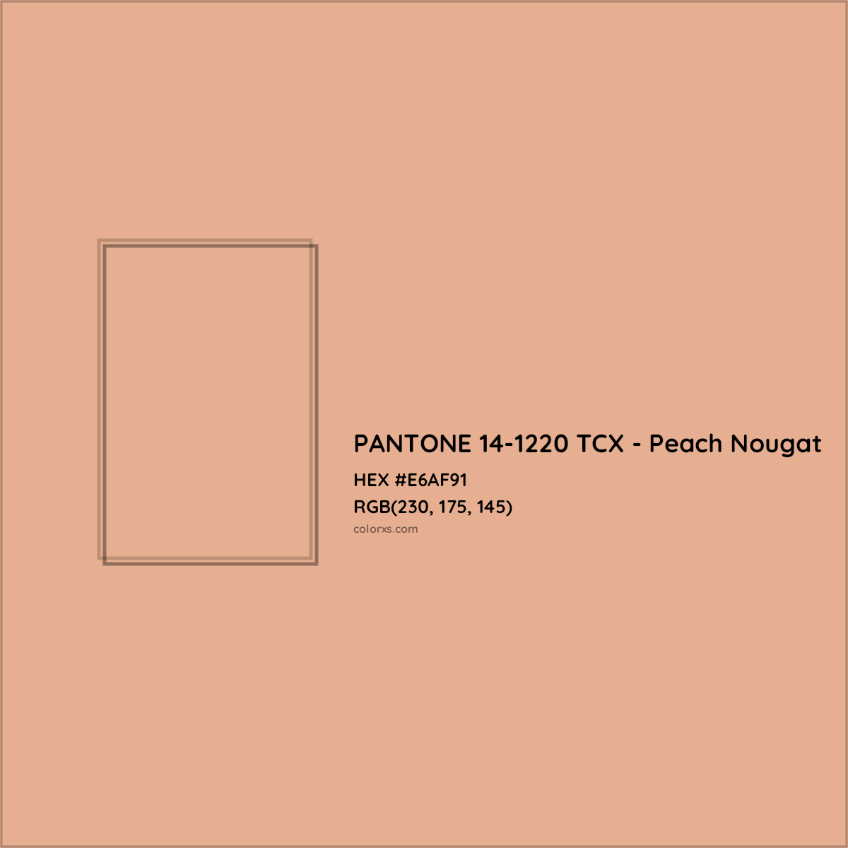 HEX #E6AF91 PANTONE 14-1220 TCX - Peach Nougat CMS Pantone TCX - Color Code