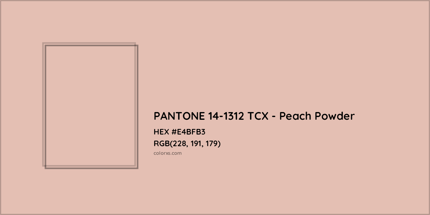 HEX #E4BFB3 PANTONE 14-1312 TCX - Peach Powder CMS Pantone TCX - Color Code