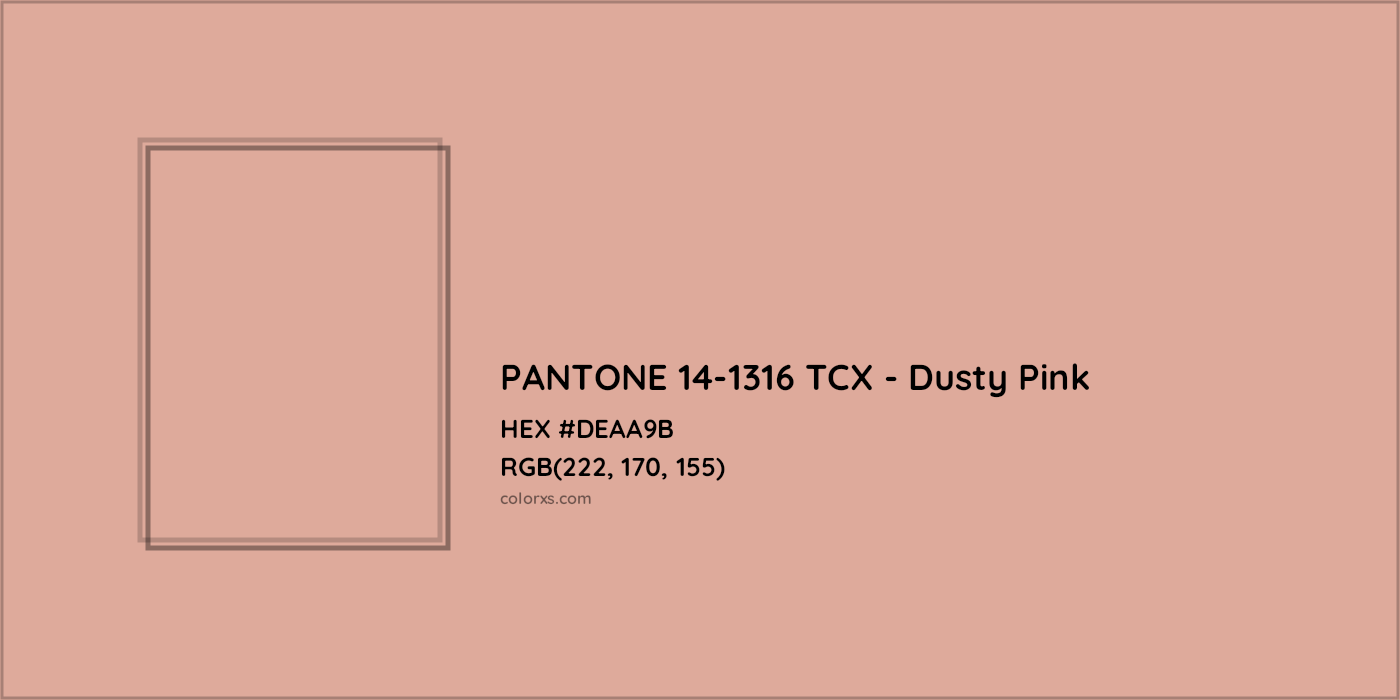 HEX #DEAA9B PANTONE 14-1316 TCX - Dusty Pink CMS Pantone TCX - Color Code
