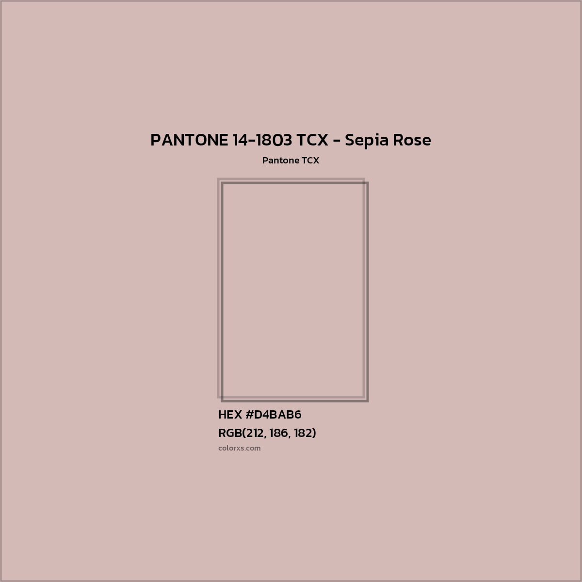 HEX #D4BAB6 PANTONE 14-1803 TCX - Sepia Rose CMS Pantone TCX - Color Code