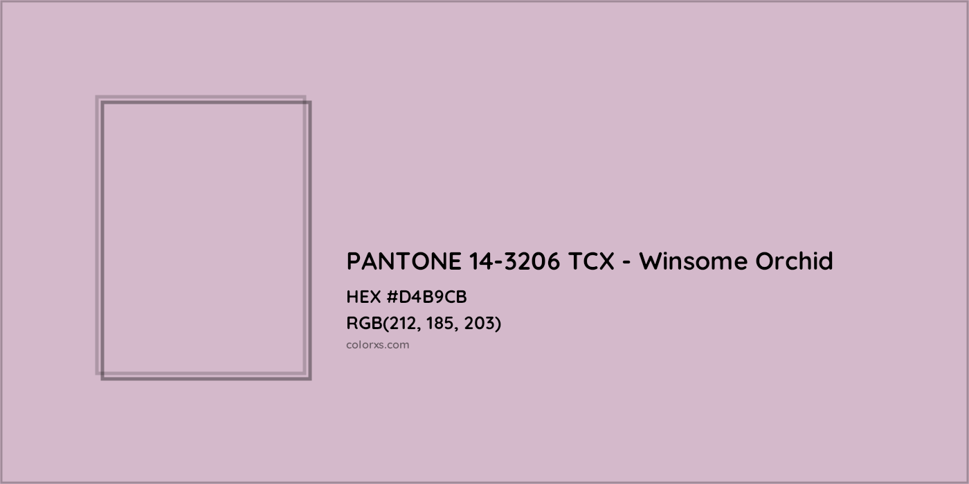 HEX #D4B9CB PANTONE 14-3206 TCX - Winsome Orchid CMS Pantone TCX - Color Code