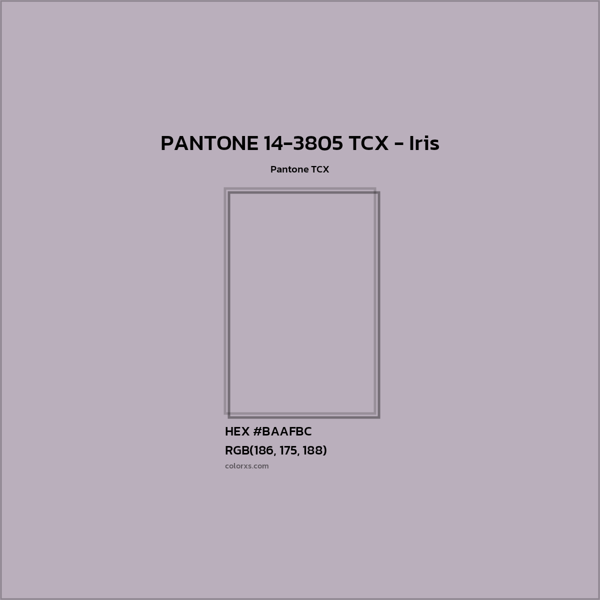 HEX #BAAFBC PANTONE 14-3805 TCX - Iris CMS Pantone TCX - Color Code