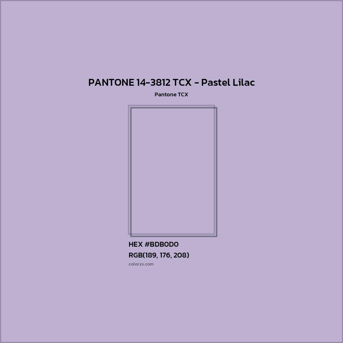 HEX #BDB0D0 PANTONE 14-3812 TCX - Pastel Lilac CMS Pantone TCX - Color Code