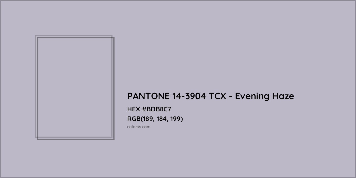 HEX #BDB8C7 PANTONE 14-3904 TCX - Evening Haze CMS Pantone TCX - Color Code