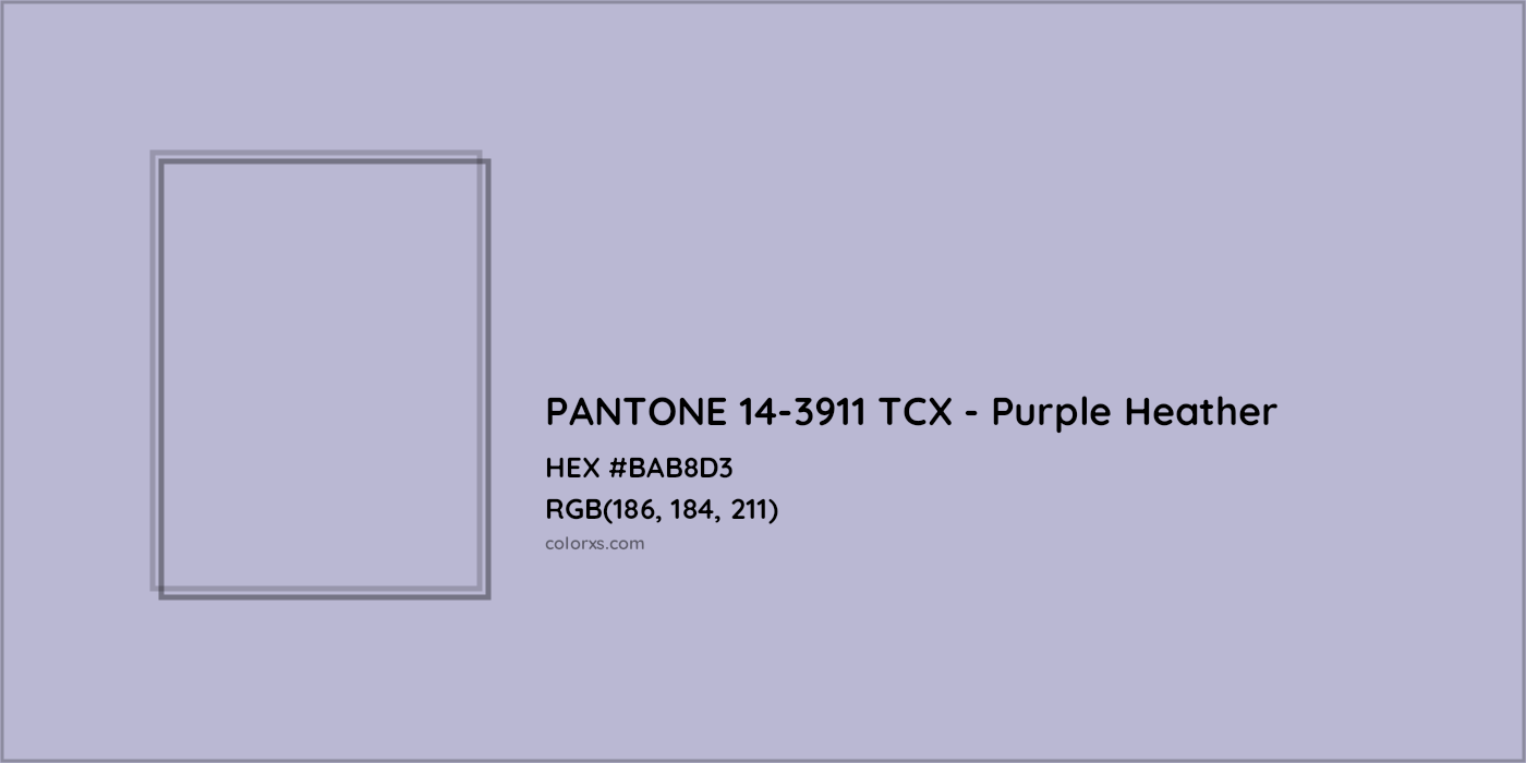 HEX #BAB8D3 PANTONE 14-3911 TCX - Purple Heather CMS Pantone TCX - Color Code