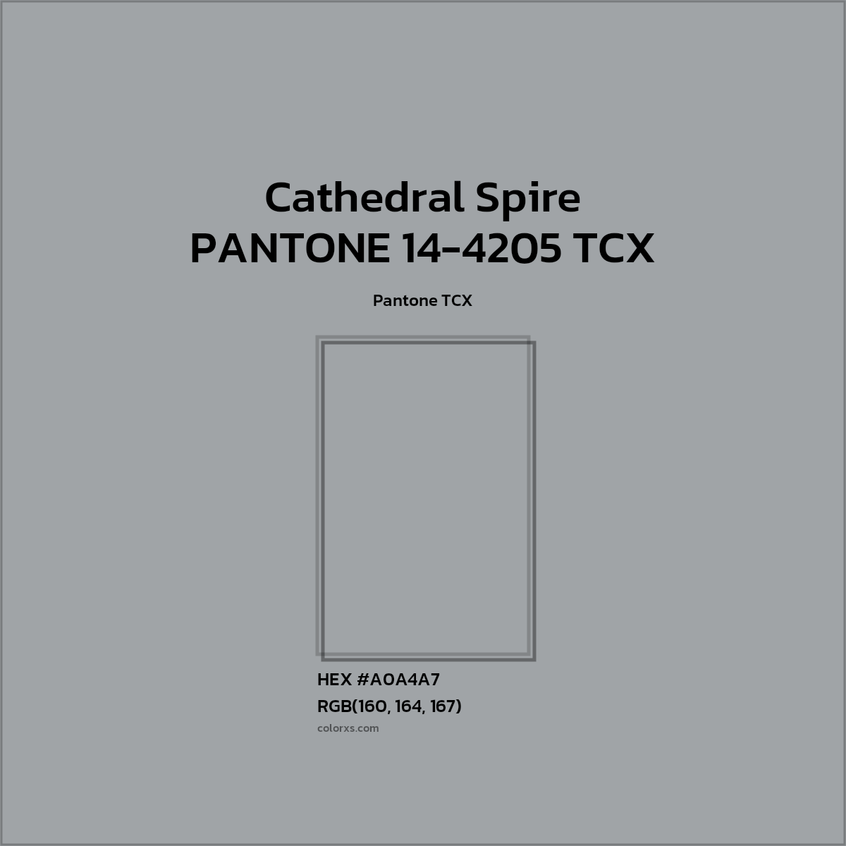 HEX #A0A4A7 PANTONE 14-4205 TCX - Cathedral Spire CMS Pantone TCX - Color Code