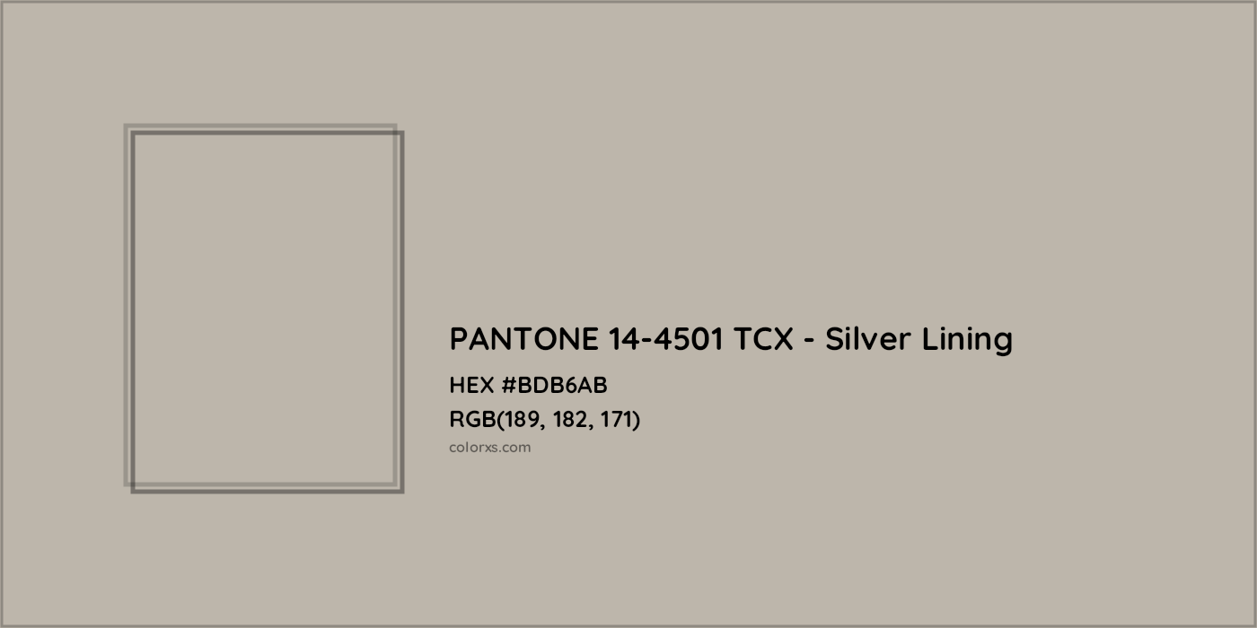 HEX #BDB6AB PANTONE 14-4501 TCX - Silver Lining CMS Pantone TCX - Color Code