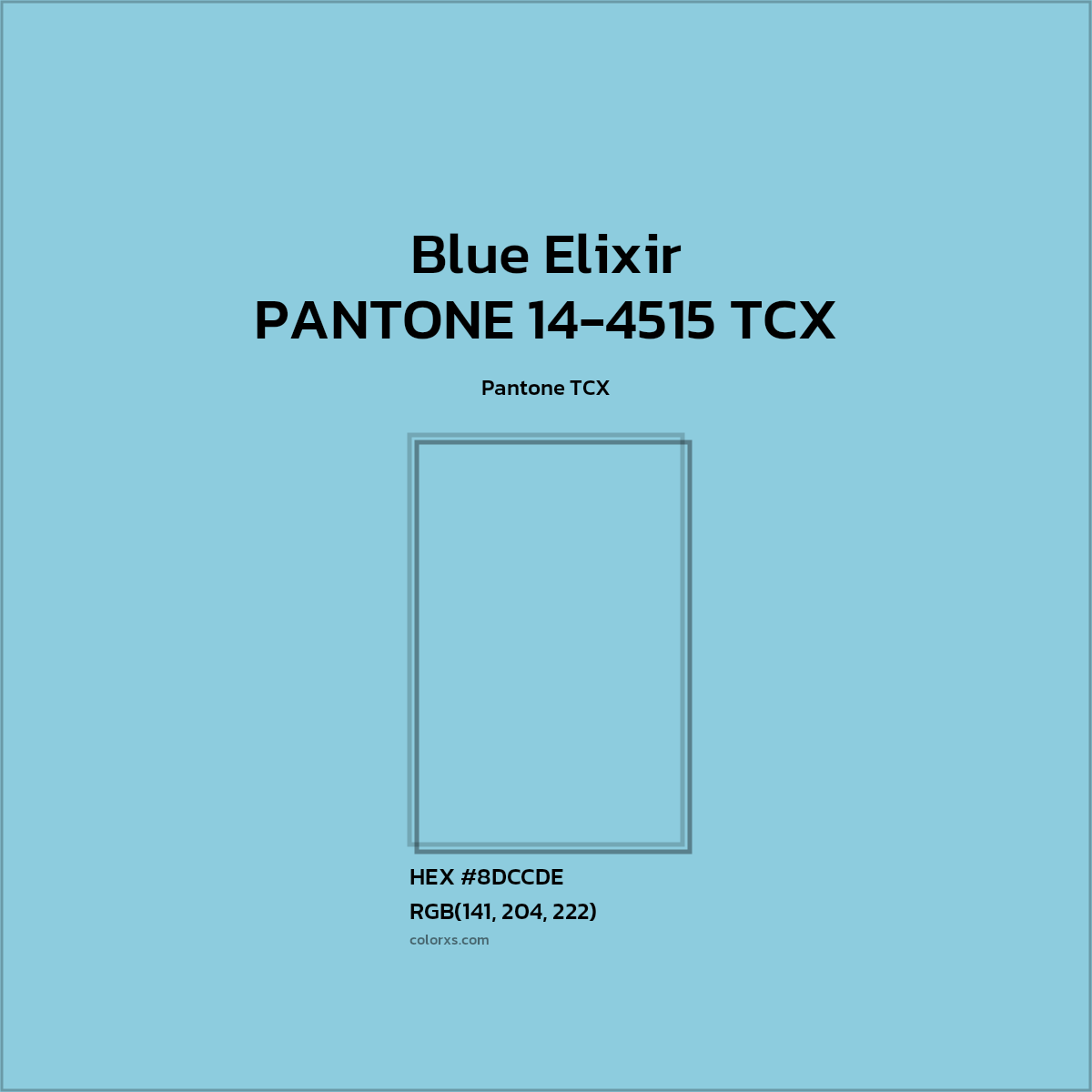 HEX #8DCCDE PANTONE 14-4515 TCX - Blue Elixir CMS Pantone TCX - Color Code