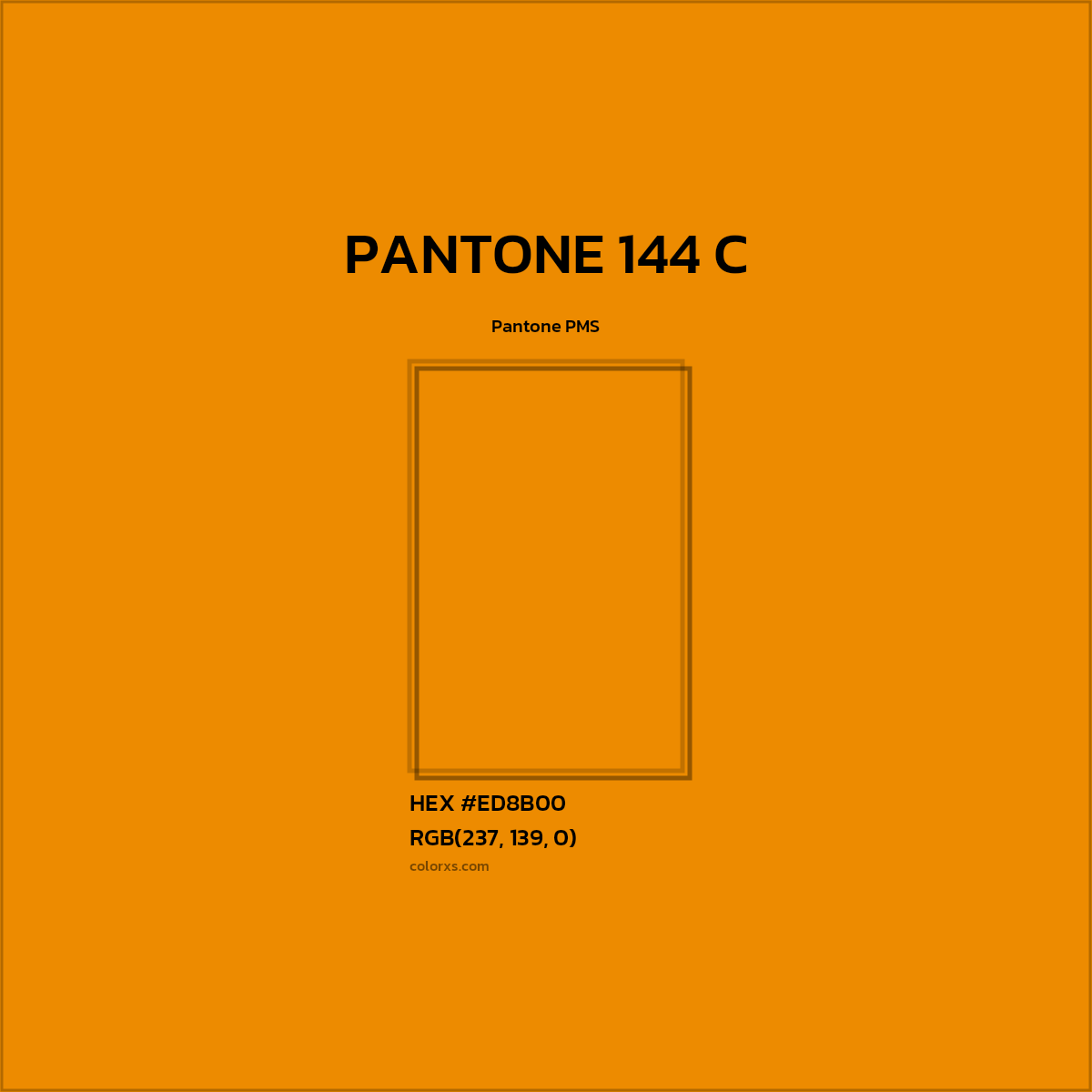 HEX #ED8B00 PANTONE 144 C CMS Pantone PMS - Color Code