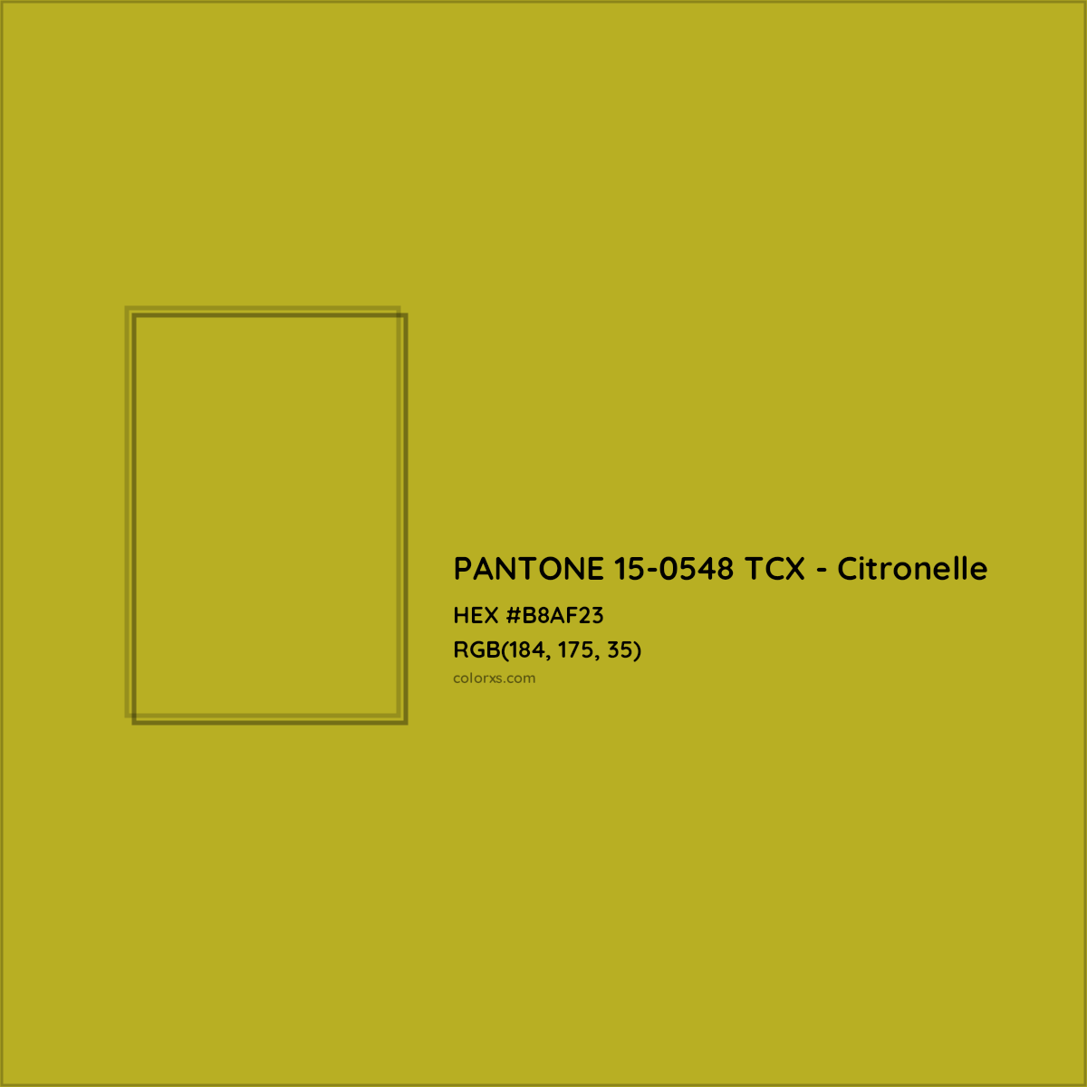HEX #B8AF23 PANTONE 15-0548 TCX - Citronelle CMS Pantone TCX - Color Code