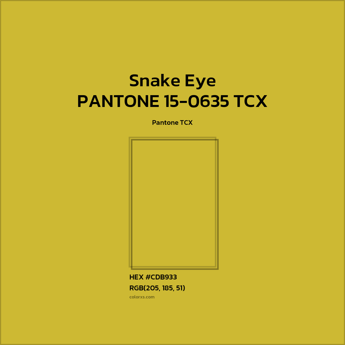 HEX #CCB932 PANTONE 15-0635 TCX - Snake Eye CMS Pantone TCX - Color Code
