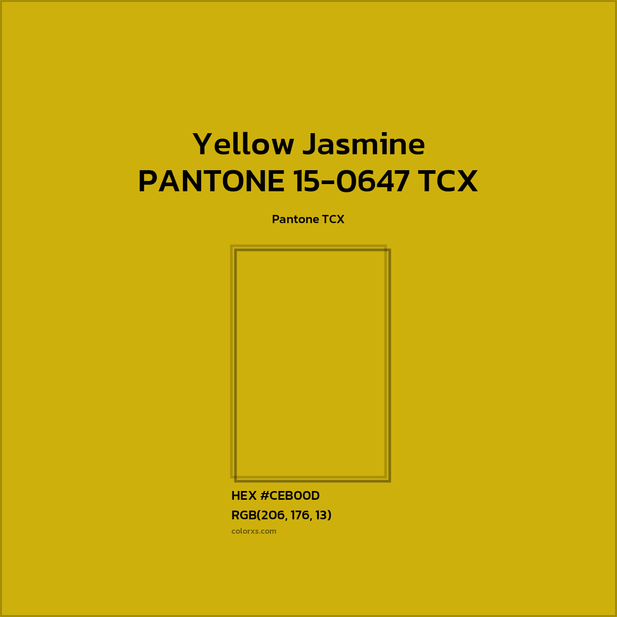 HEX #CEB00D PANTONE 15-0647 TCX - Yellow Jasmine CMS Pantone TCX - Color Code